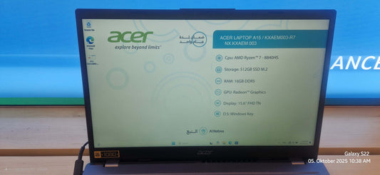 Acer A15 Laptop mit Ryzen 7, 16 GB DDR5 und 512 GB SSD