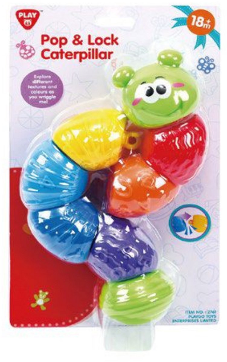 Bunte Steckraupe für Kinder ab 18 Monaten mit verschiedenen Formen und Farben zum Spielen und Entdecken.