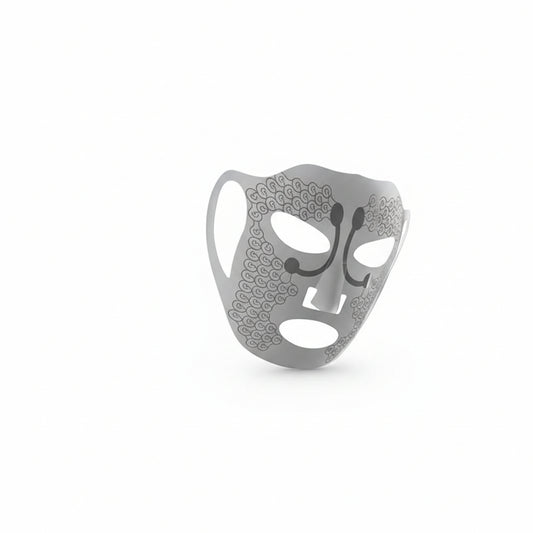 LED-Gesichtsmaske für Lichttherapie und Hautpflege mit Aussparungen für Augen, Nase und Mund.