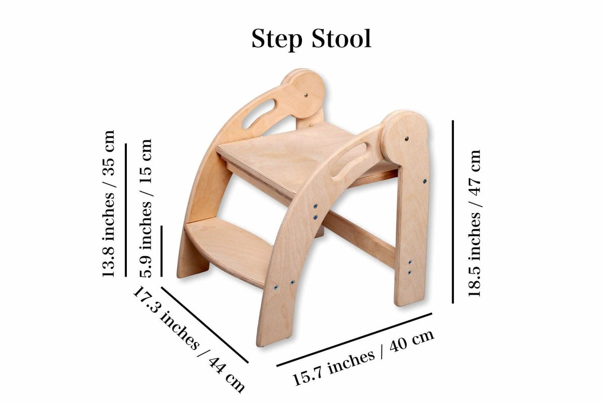 Montessori Kinder Tritthocker klappbar aus Birkenholz bis 60 kg