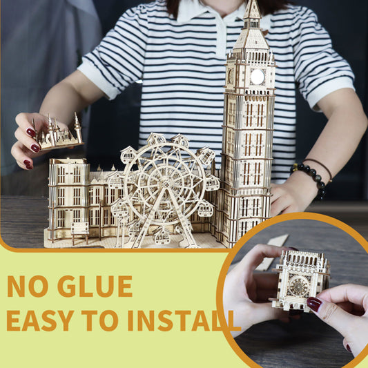 TimeCraft Big Ben 3D Holzpuzzle – DIY Modell mit Uhrfunktion