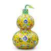 individuell Handgefertigter Bunte Keramikvase in Kürbisform mit floralem Muster und dekorativem Blattgriff im orientalischen Stil