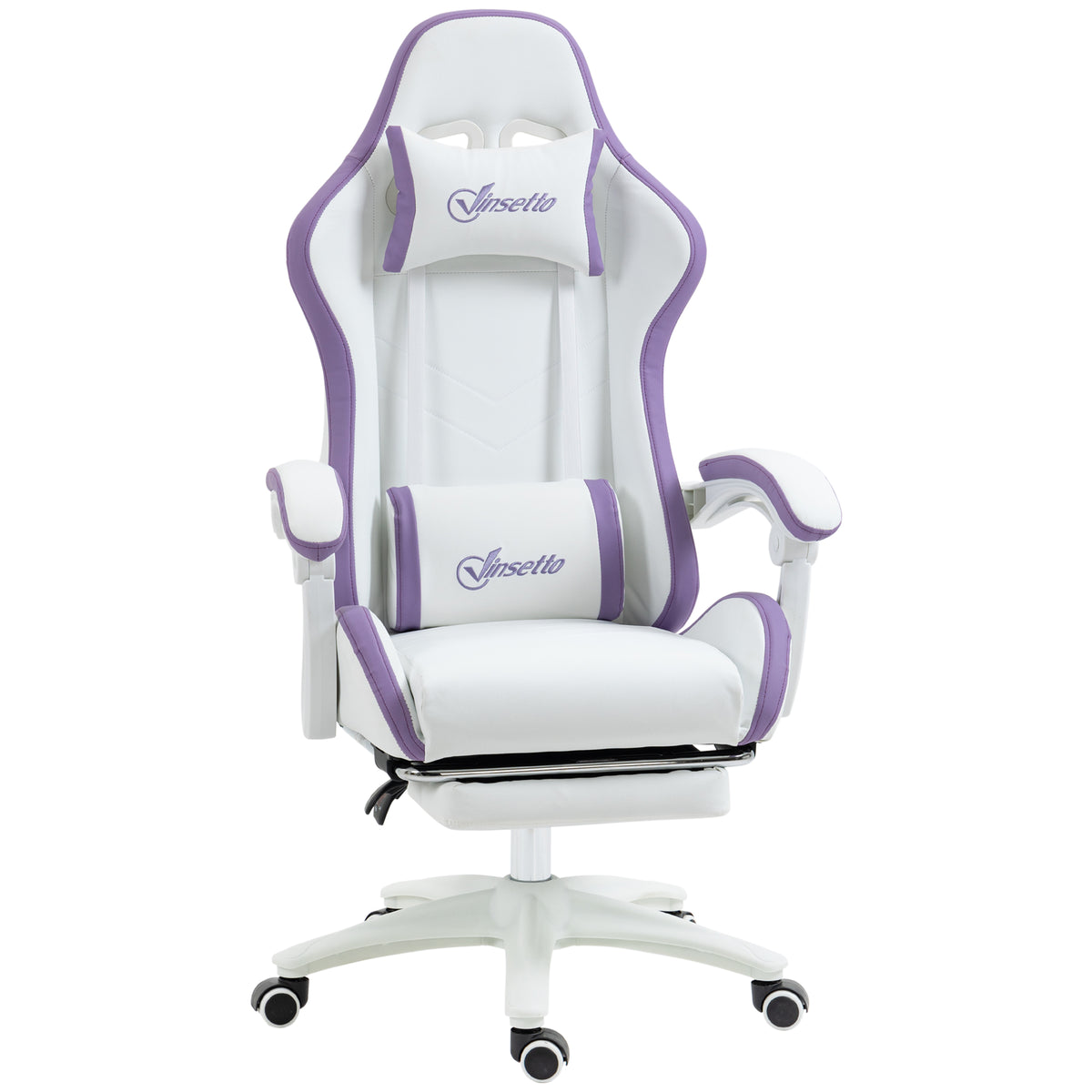 Chaise gaming fauteuil gaming ergonomique avec dossier inclinable à 135° et soutien lombaire, 65 x 65 x 121-129 cm blanc