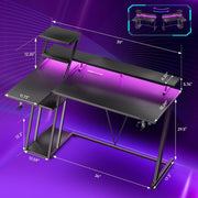 40 Zoll Gaming Schreibtisch in L Form mit RGB LED und Steckdosen