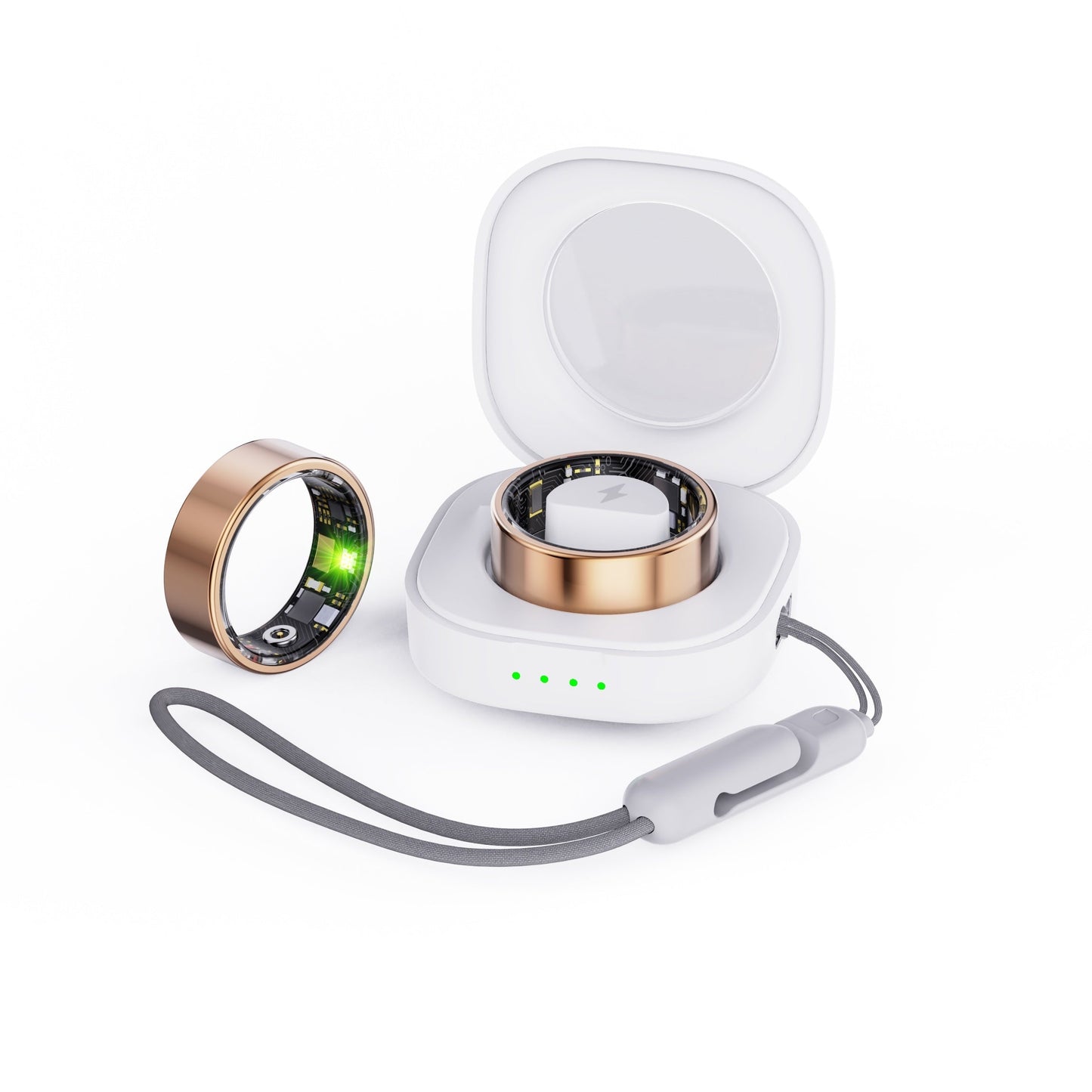 Smart Fitness Ring With Charging Case - Gold-0