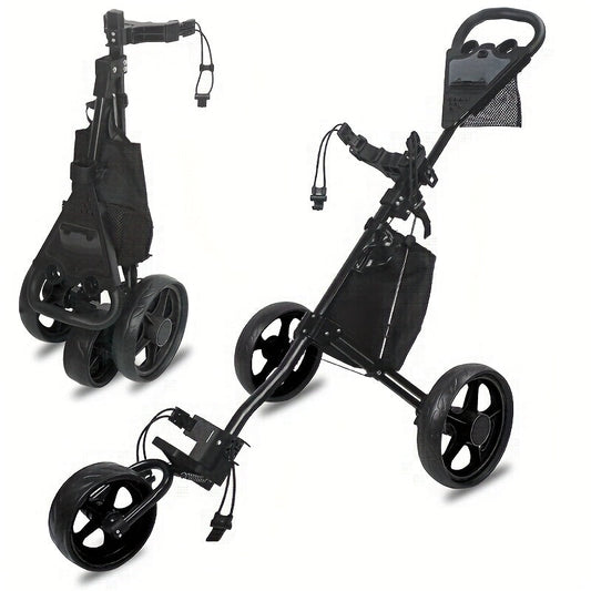Faltbarer 3 Rad Golf Trolley aus Aluminium in Schwarz
