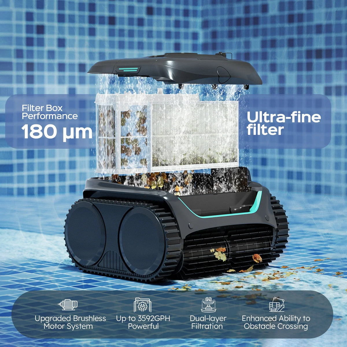 WYBOT C2 Cordless Robotic Pool Cleaner With App Control-3