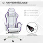 Chaise gaming fauteuil gaming ergonomique avec dossier inclinable à 135° et soutien lombaire, 65 x 65 x 121-129 cm blanc