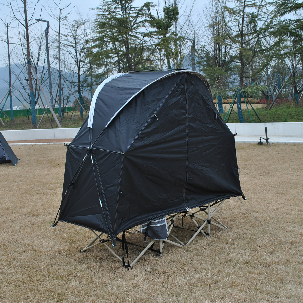 2 in 1 Outdoor Zelt für Feldbett und Boden mit PU4000 Wetterschutz