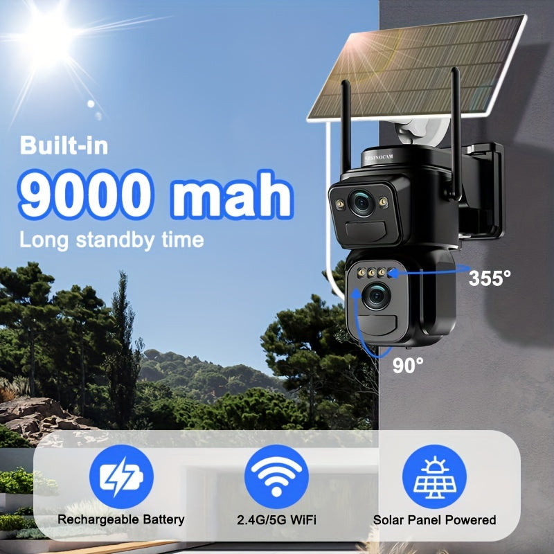360° Solar WLAN Überwachungskamera mit 1080p und LED Licht