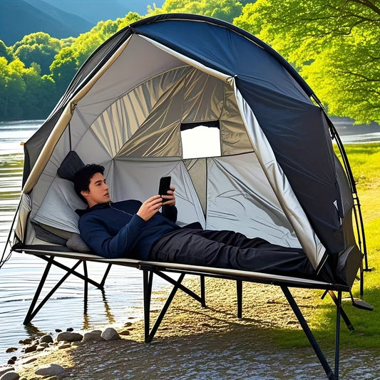 2 in 1 Outdoor Zelt für Feldbett und Boden mit PU4000 Wetterschutz