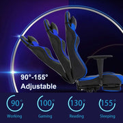 Blue Gaming Chair With Footrest And Lumbar Support For Desk-4