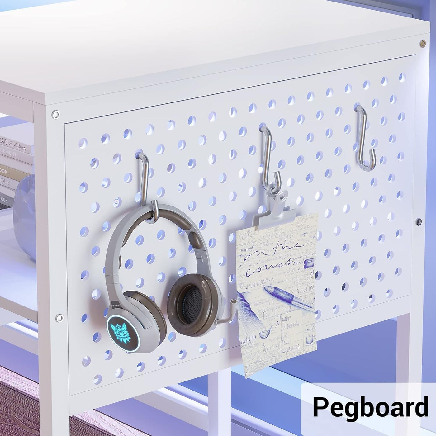 96 Zoll L Gaming Schreibtisch für 2 Personen mit LED und Steckdosen
