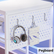 96 Zoll L Gaming Schreibtisch für 2 Personen mit LED und Steckdosen