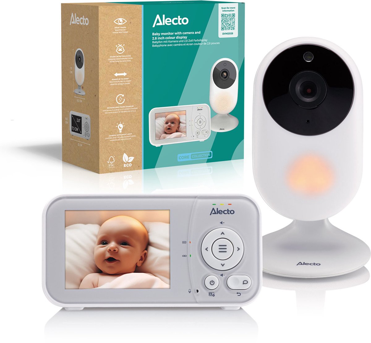 Alecto Babyphone mit Kamera und Farbdisplay zur zuverlässigen Überwachung Deines Babys zu Hause.