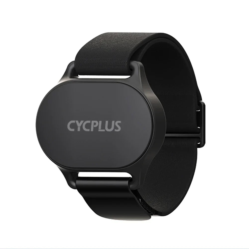 Schwarzer CYCPLUS Herzfrequenzmesser mit verstellbarem Armband zur Pulsmessung bei Sport und Training.