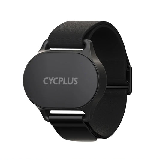 Schwarzer CYCPLUS Herzfrequenzmesser mit verstellbarem Armband zur Pulsmessung bei Sport und Training.