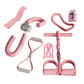 Rosa Fitness Set mit Widerstandsbändern, Expander und Springseil für vielseitiges Ganzkörpertraining zu Hause.