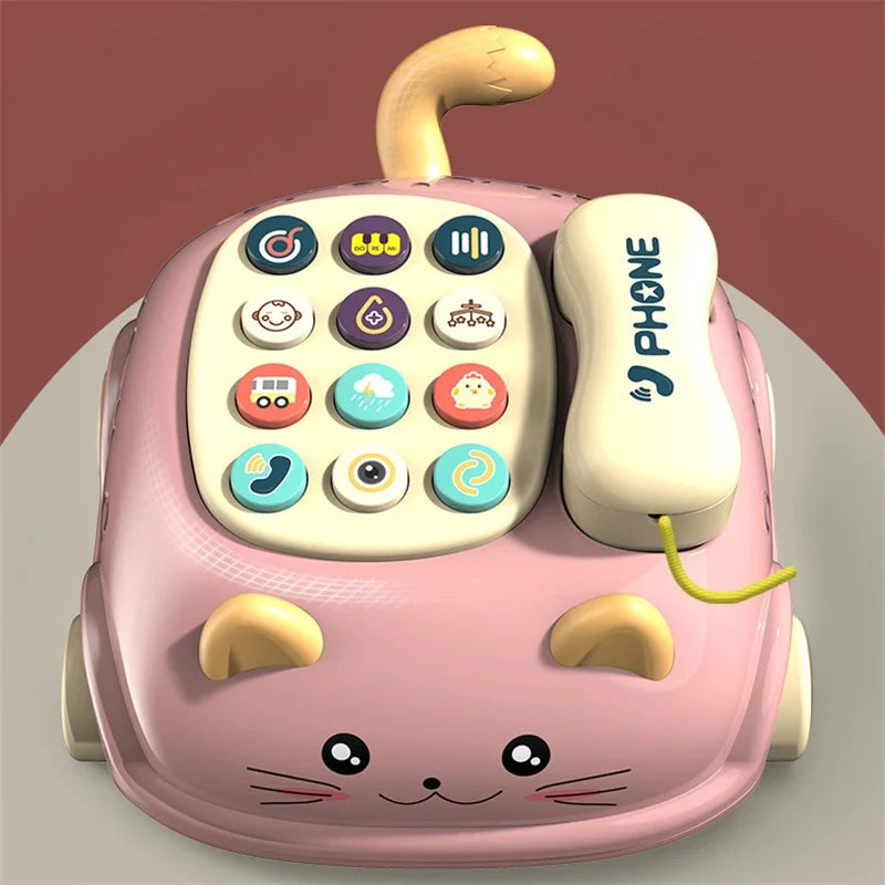 Interaktives Katzen Telefon für Babys mit Licht, Musik und Ziehfunktion