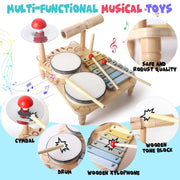 Montessori Musikinstrumente aus Holz mit Xylophon und Trommel