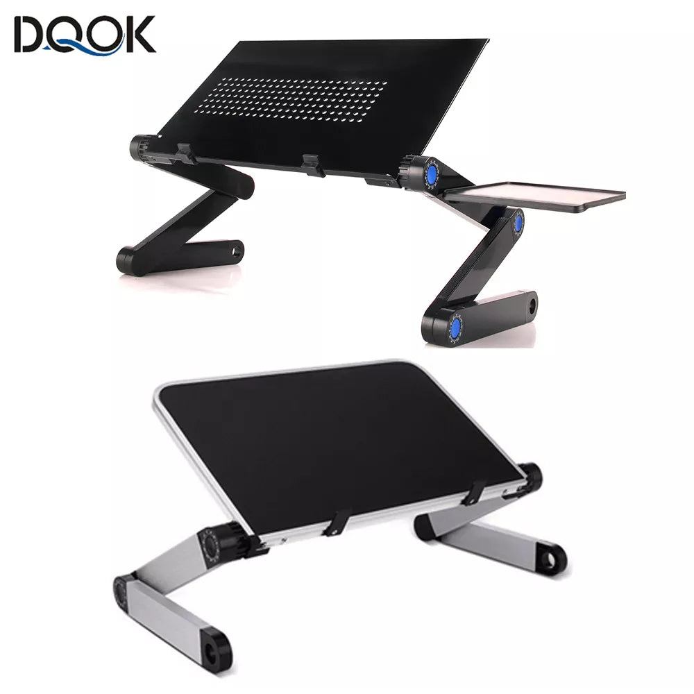 Verstellbarer roter Laptop-Tisch fürs Bett und Sofa mit klappbaren Beinen und praktischer Mausablage.