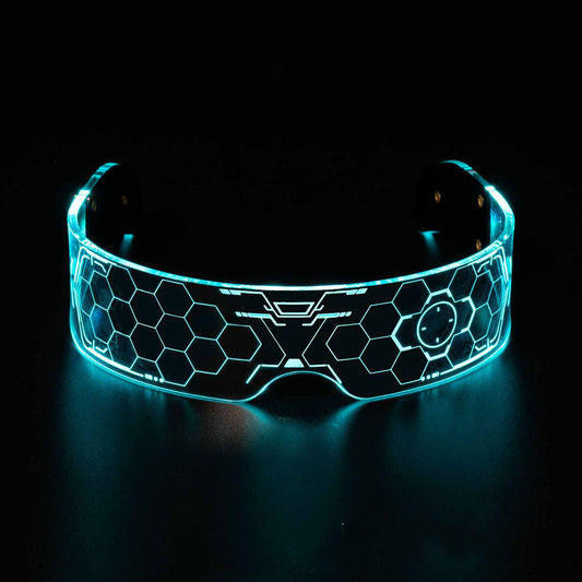 b7aFuturistische LED-Cyberpunk-Brille mit leuchtendem Wabenmuster für Party, Festival, Cosplay und Events.b1a4ae5549618e6ddcbdfb0b4b19f