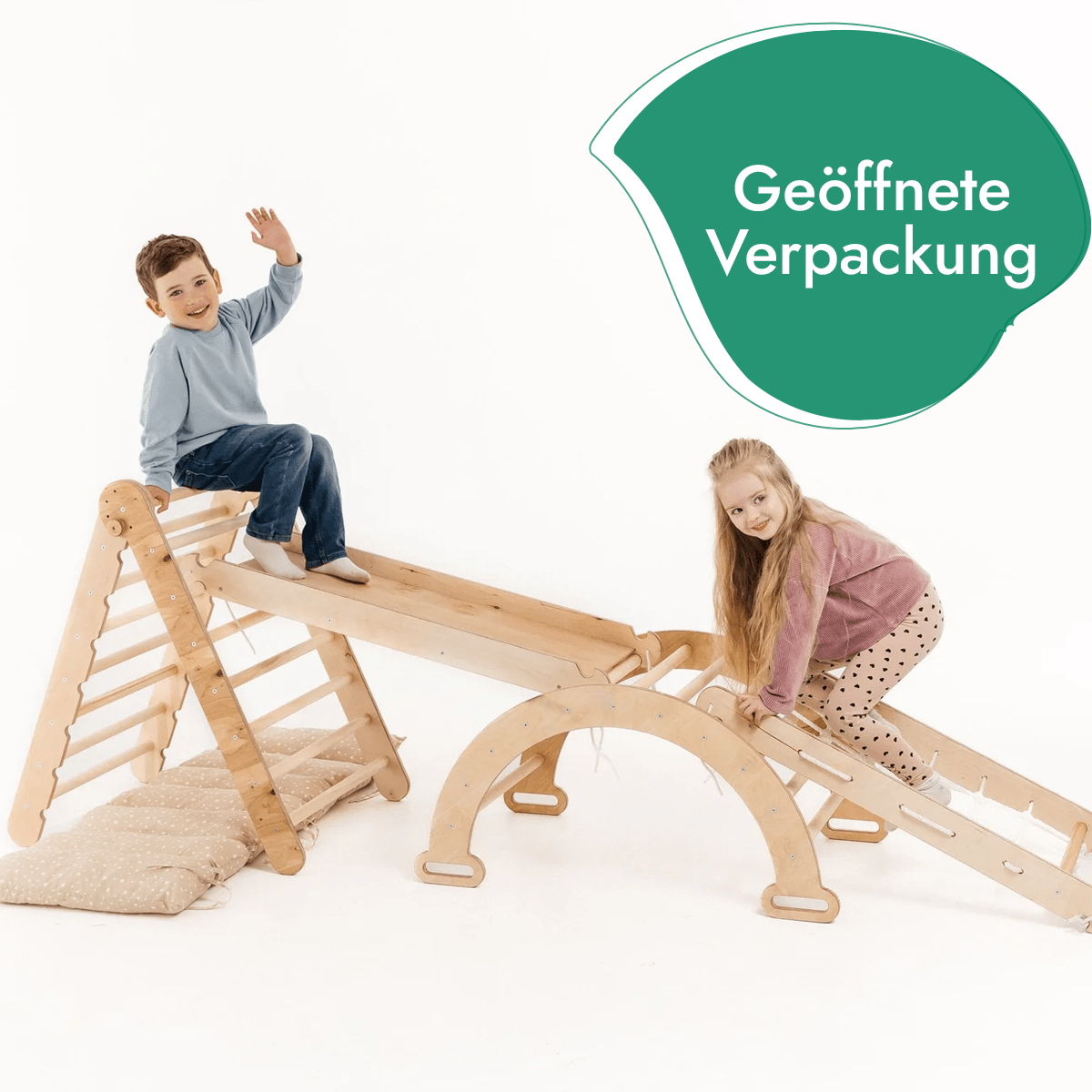 5 in 1 Montessori Kletterset mit Rutsche, Bogen, Netz und Kissen, Gebraucht wie neu