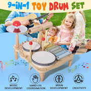 Montessori Musikinstrumente aus Holz mit Xylophon und Trommel
