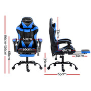 Artiss Comfy Bürostuhl Blau Schwarz mit Fußstütze
