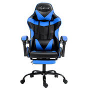 Artiss Comfy Bürostuhl Blau Schwarz mit Fußstütze