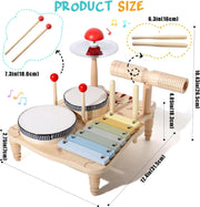 Montessori Musikinstrumente aus Holz mit Xylophon und Trommel