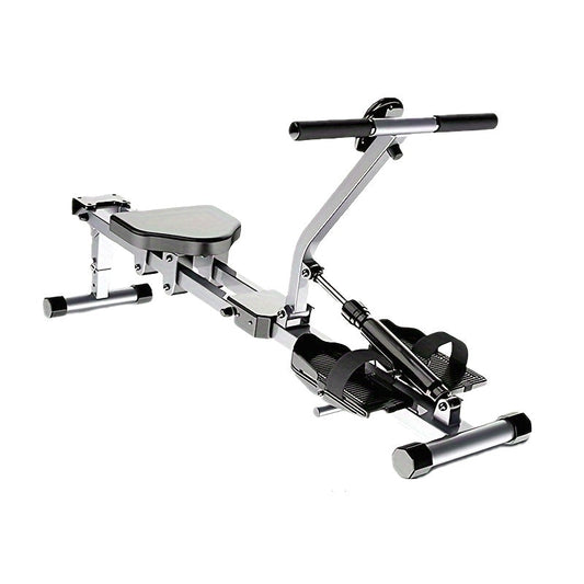 Kompaktes Rudergerät mit Sitz, Griff und Fußpedalen für effektives Ganzkörpertraining und Fitness zu Hause.