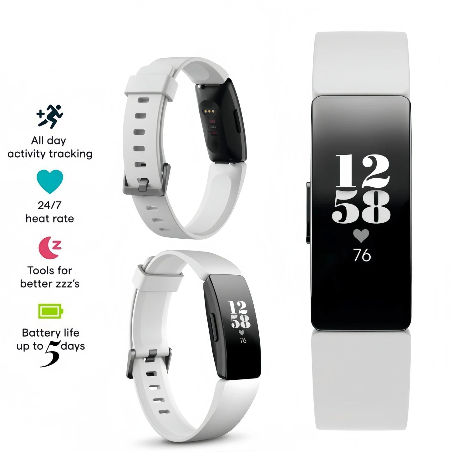 Health Fitness Tracker Sports Bracelet White-1