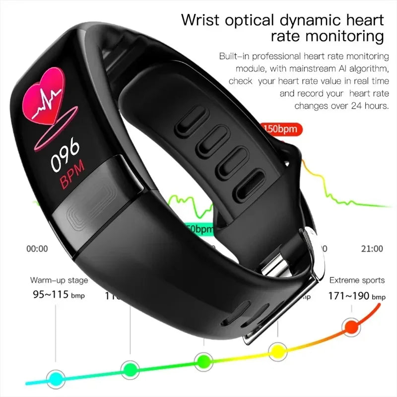 Fitness Bracelet Heart Blood Body Monitoring Black-3