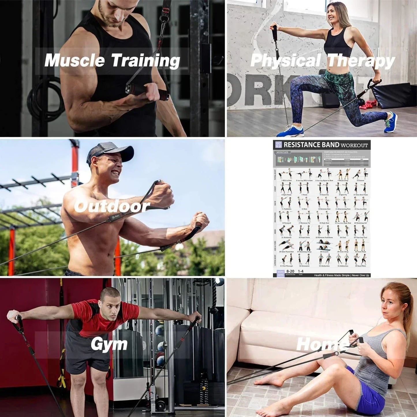 NNEOBA Widerstandsbänder Set für Krafttraining und Home Workout