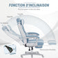 Chaise gaming, fauteuil gaming ergonomique avec repose-pieds, hauteur réglable, dossier inclinable, 63x63x123cm, bleu
