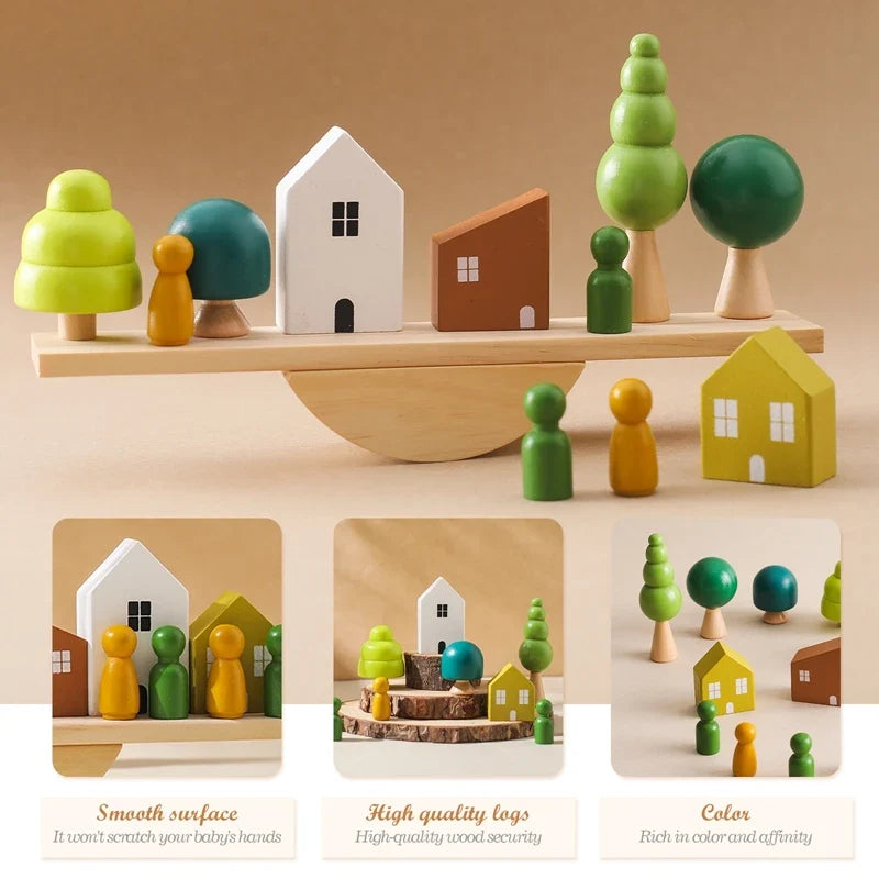 Montessori Wooden Toy Stacking&Threading-1