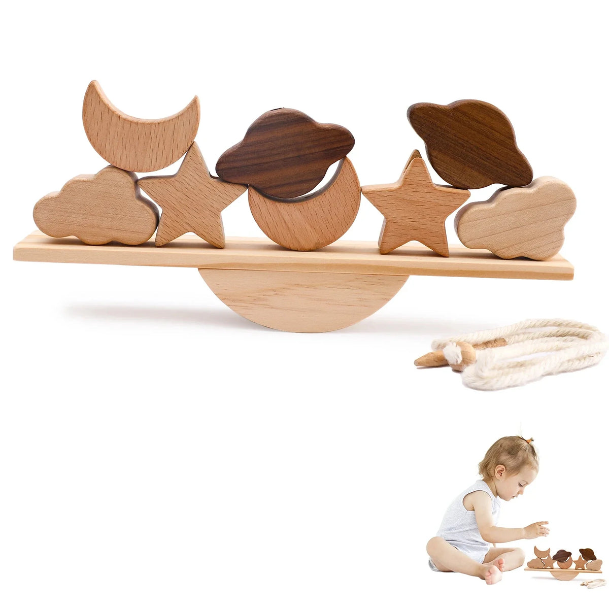 Montessori Wooden Toy Stacking&Threading-15