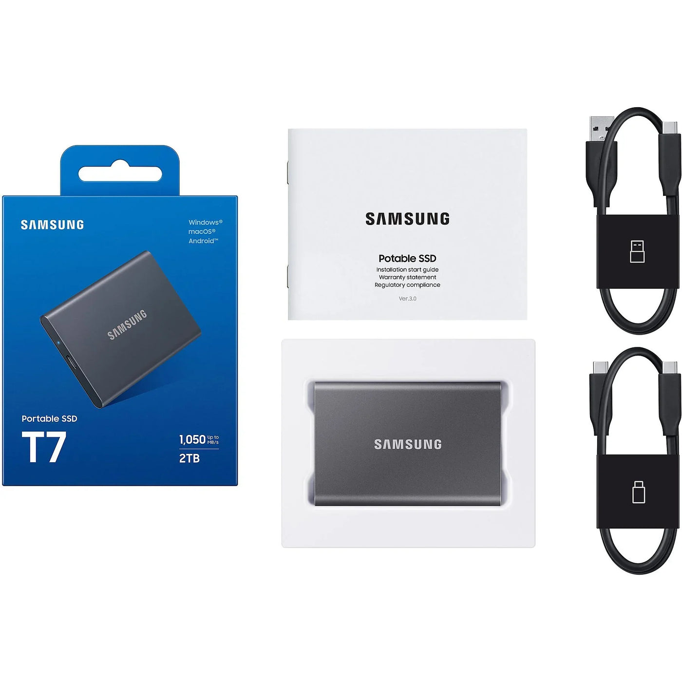 Samsung Portable SSD T7 mit bis zu 4 TB in Titan Grey und Indigo Blue