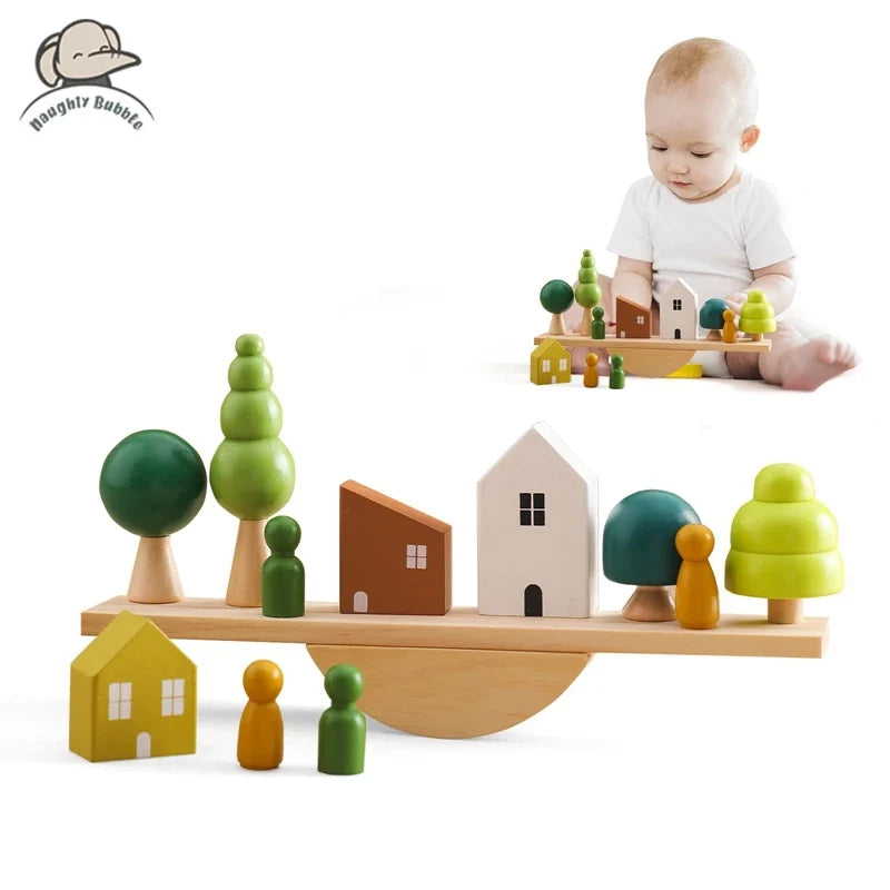 Montessori Wooden Toy Stacking&Threading-0