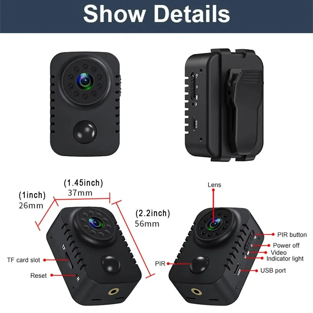 Mini Camera 1080P Full HD Smart Pocket Camcorder Black-1