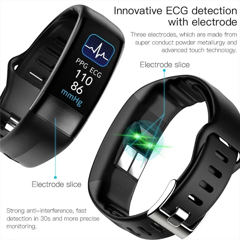 Fitness Bracelet Heart Blood Body Monitoring Black-2
