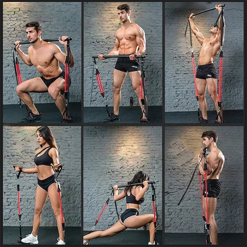 NNEOBA Pilates Stick mit Widerstandsbändern für Yoga und Krafttraining