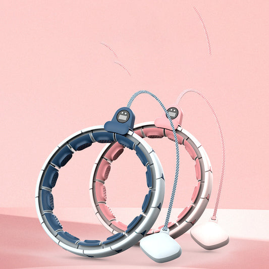 👉 "Verstellbarer Fitness Hula Hoop mit Gewichtskugel in Blau und Rosa für effektives Bauch- und Taillentraining"