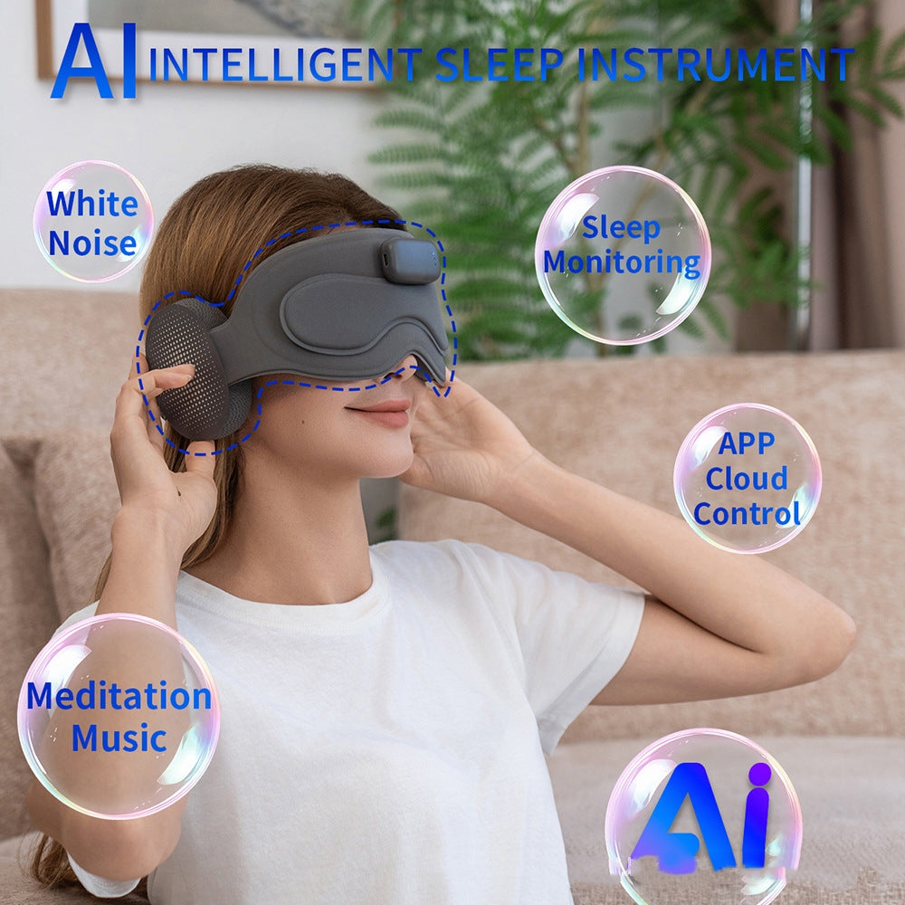 Smarte Schlafmaske mit Kopfhörern, White Noise, Musik, Schlafüberwachung und App-Steuerung für mehr Komfort.