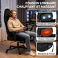 Chaise Gaming Ergonomique Massante et Coussin Lombaire Chauffant, Fauteuil Gaming Inclinable en Lin, Accoudoirs 3D, Noir
