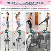 21 teiliges Pilates Bar Set mit Widerstandsbändern bis 180 lbs