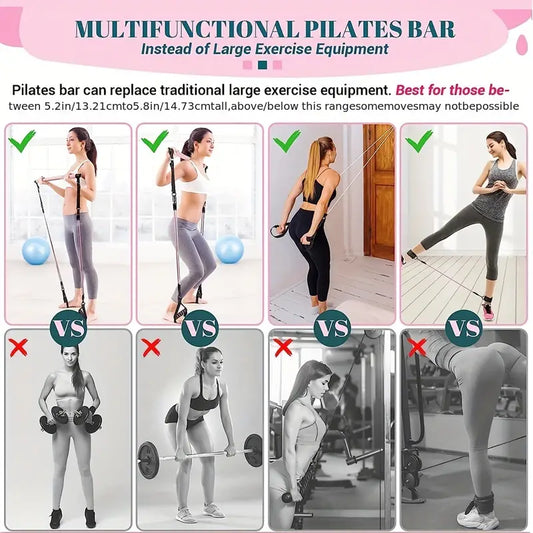 21 teiliges Pilates Bar Set mit Widerstandsbändern bis 180 lbs