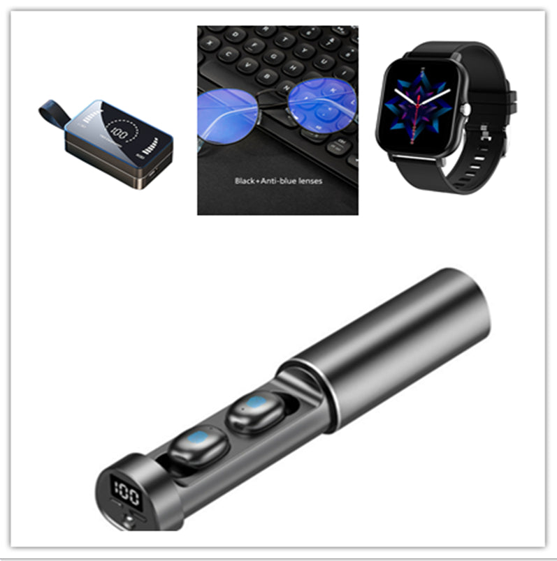 Kabellose Bluetooth In-Ear-Kopfhörer mit kompaktem Ladecase und digitaler Akkuanzeige für unterwegs.