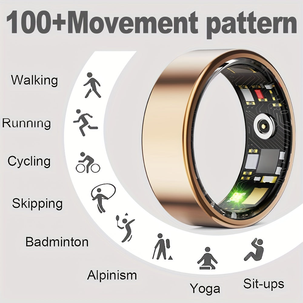 Smart Fitness Ring With Charging Case - Gold-2